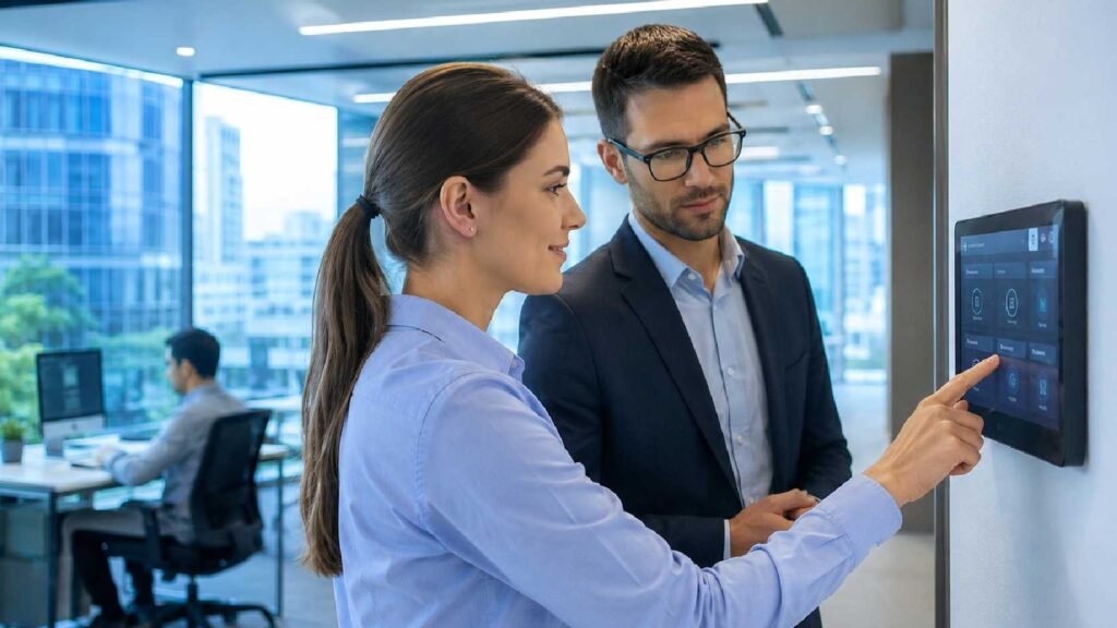 Profesional utilizando IFS Cloud para gestionar procesos empresariales desde una plataforma en la nube como smart building