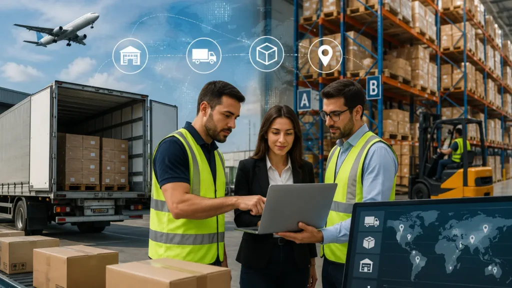 personas viendo como funciona el ERP de la industria de distribución y logistica